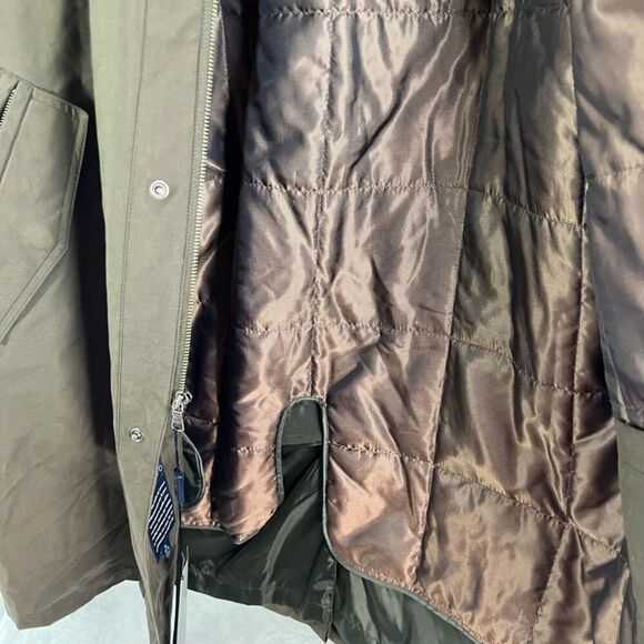 London Fog NWT Rainwear Short Trench Coat Green Removable Liner Sz Medium - Picture 7 of 13